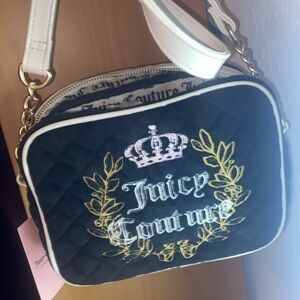 Juicy Couture Royal Black and Gold Embroidered Crossbody Bag